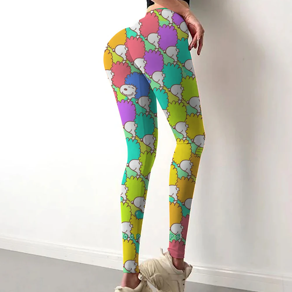 Pantaloni da yoga fitness elastici a vita alta con stampa Snoopy da donna di vendita calda primaverile ed estiva