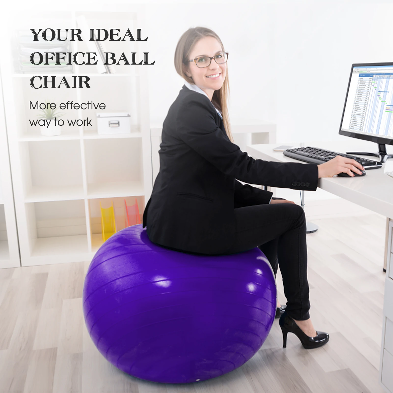 بولي كلوريد الفينيل كرات اللياقة البدنية كرة يوجا سميكة واقية من الانفجار ممارسة المنزل الصالة الرياضية بيلاتيس معدات التوازن الكرة 45 سنتيمتر/55 سنتيمتر/65 سنتيمتر/75 سنتيمتر