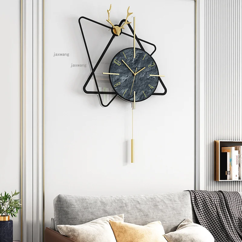 Simple Living Room Sofa Pendant Hallway Porch TV Background Wall Decoration Nordic Style Restaurant Bedroom Deer Head Wall Clock