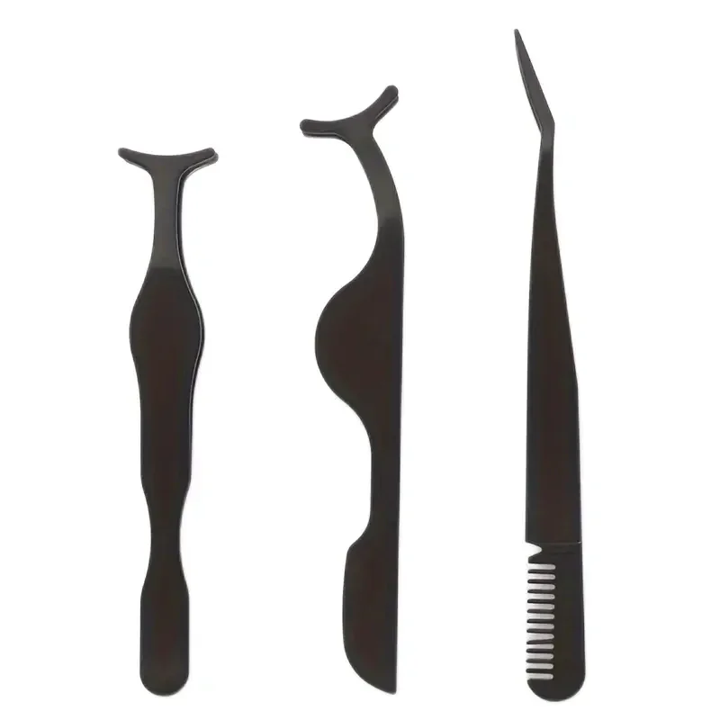 Conjunto de pinças de cílios modelador de cílios profissional ponta inoxidável pinças de sobrancelha clipe ferramenta de maquiagem de beleza para cílios postiços