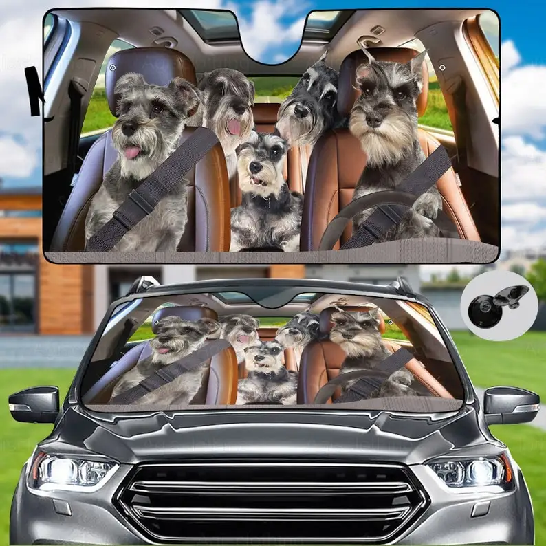 Schnauzer Car Sunshade, Dog Car Decoration, Schnauzer Car Shade, Auto Sun Shade, Schnauzer Car Windshield, Schnauzer Gift,