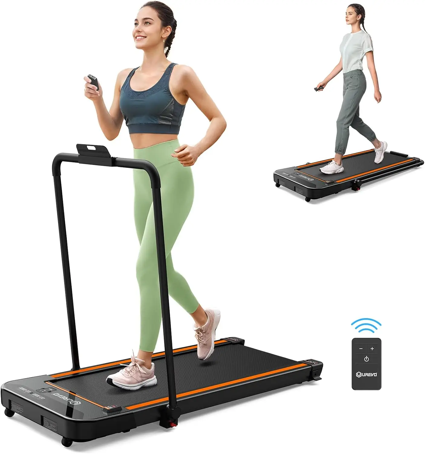 

UREVO 2 in 1 Under Desk Treadmill, 2.5HP Folding Electric Treadmill Walking Jogging Machine for Home Office with Remote Control