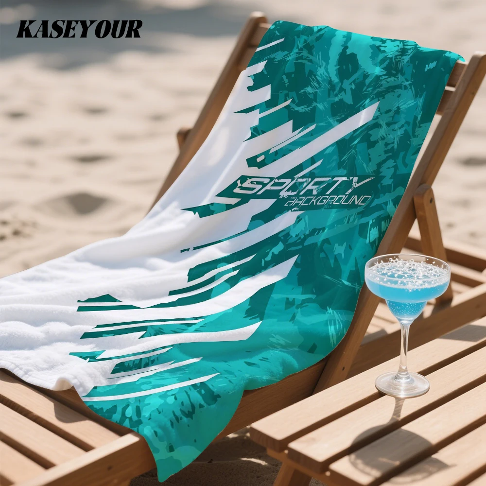 Teal Sporty Abstract Camo Compact Travel Beach Towel Super Absorbent Sand Resistant, Microfiber for Swimming Camping Yoga