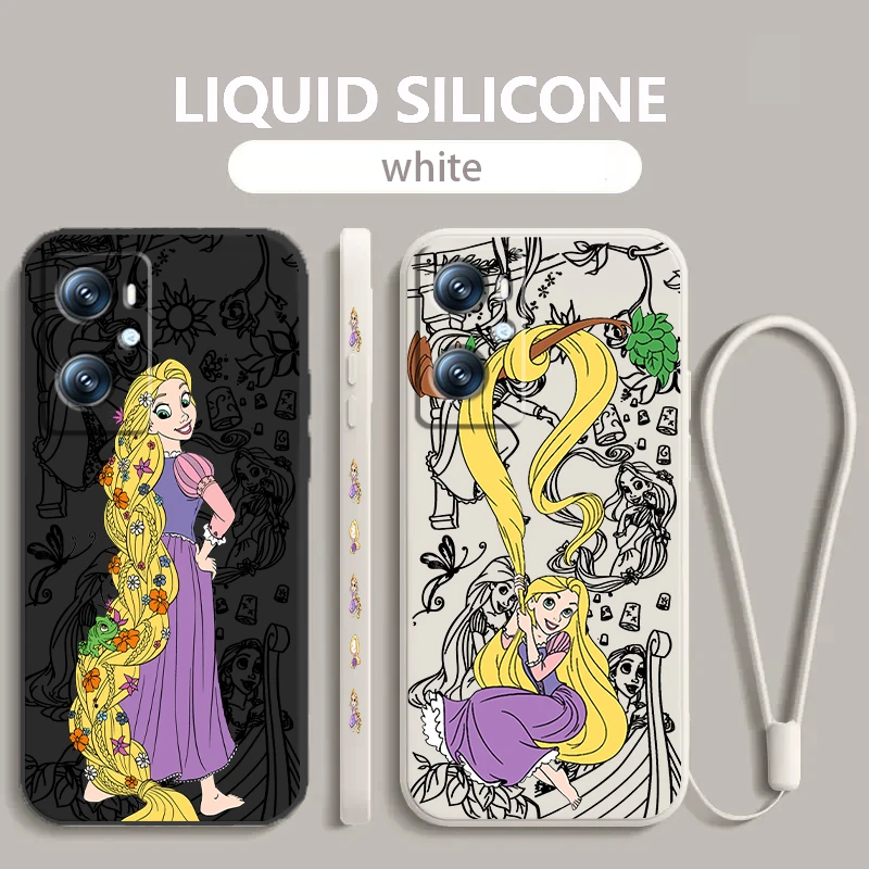 

Disney Beautiful Princess Liquid Left Rope For OPPO Find Reno 7 6 X6 X5 X3 X2 A98 A96 A15 A53 A74 A72 A5 A16K 5G S 2020 4G Back