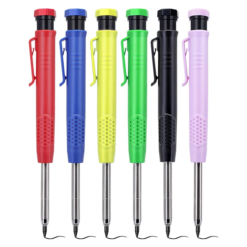 6Pcs Engineering Drawing Woodworking Marking Mechanical Pencils, 2.8mm Long Head Carpenter Pencil, Applicable Construction Works