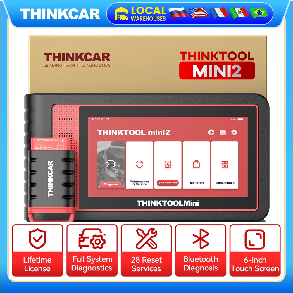 

THINKTOOL MINI 2 OBD2 Scanner With ThinkTPMS G2 Tire Pressure Tools Full System 28 Resets Lifetime Free Update Diagnostic Tools