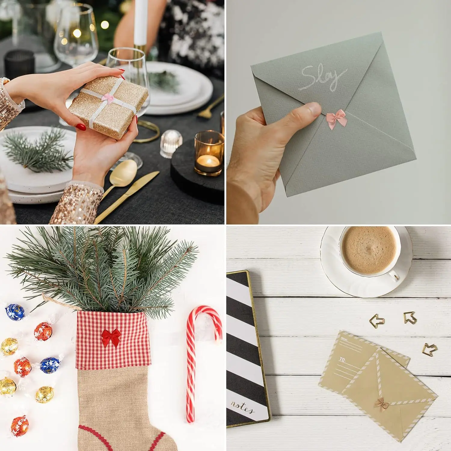 100 Stück/Lot Mini-Satinband-Schleifen Bunte Polyesterband-Schleifen für DIY-Nähprojekte Hochzeitsdekoration Haarnadel Kleidungszubehör – Detail 5