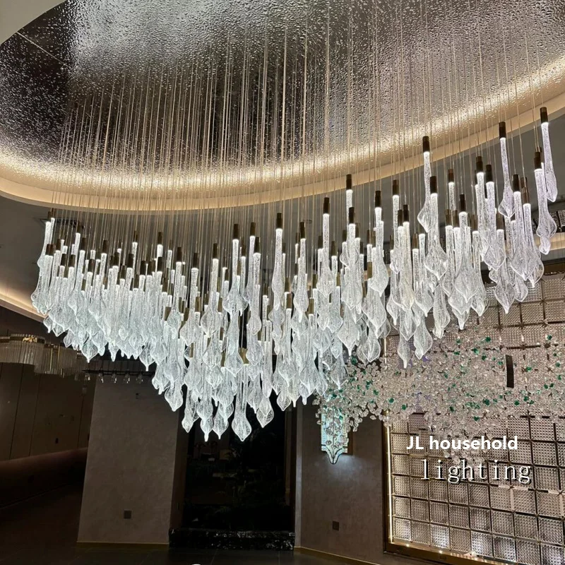 

Luxury Art Glass LED Chandelier for Living Room, Modern Designer Pendant Light for Hotel Villa Lobby Restaurant Bar, Decorative