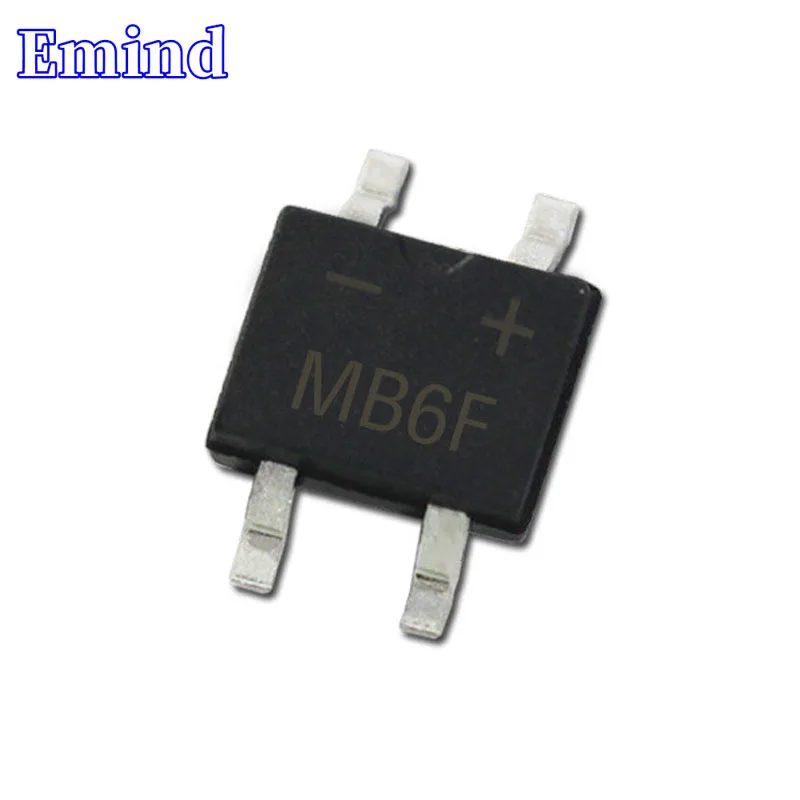 100Pcs MB6F SMD Bridge Rectifier SOP-4 Rectifier Bridge Stack 0.8A/600V MBF Footprint