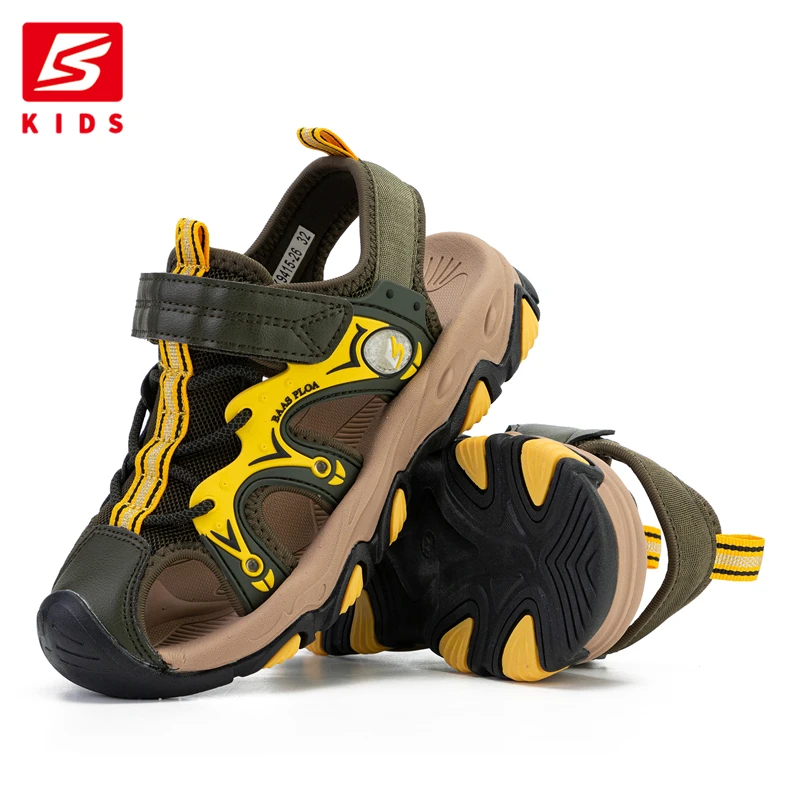 Baasploa Kids Sandals Summer New Fashion Children Beach Shoes Breathable Non-Slip Outdoor Boys Sandals Hook&loop Free Shipping