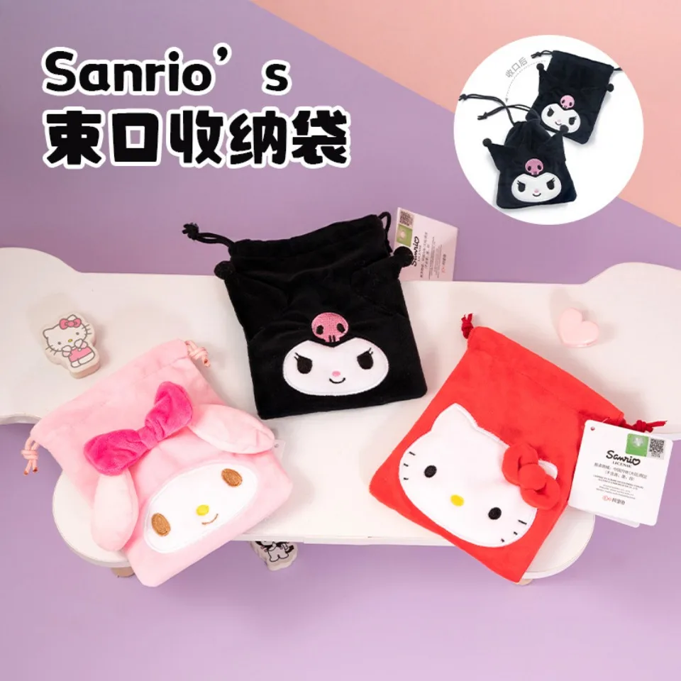 Sanrio hello kitty Kuromi peluche per bambini ciondolo borsa per carte con coulisse portamonete giocattolo regalo per bambini soldi tascabili