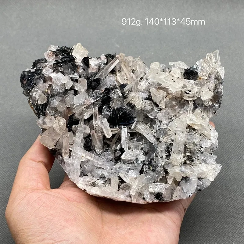 100% Natural Specular hematite and crystal symbiosis mineral specimen crystal stones and crystals quartz