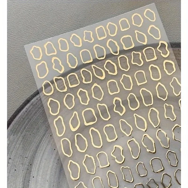 

1pcs Nail Stickers Hot-Stamped Gold Line Decorative Stickers Sparkling Minimalist Circles DIY Nail Art Stickers for Women&Girl