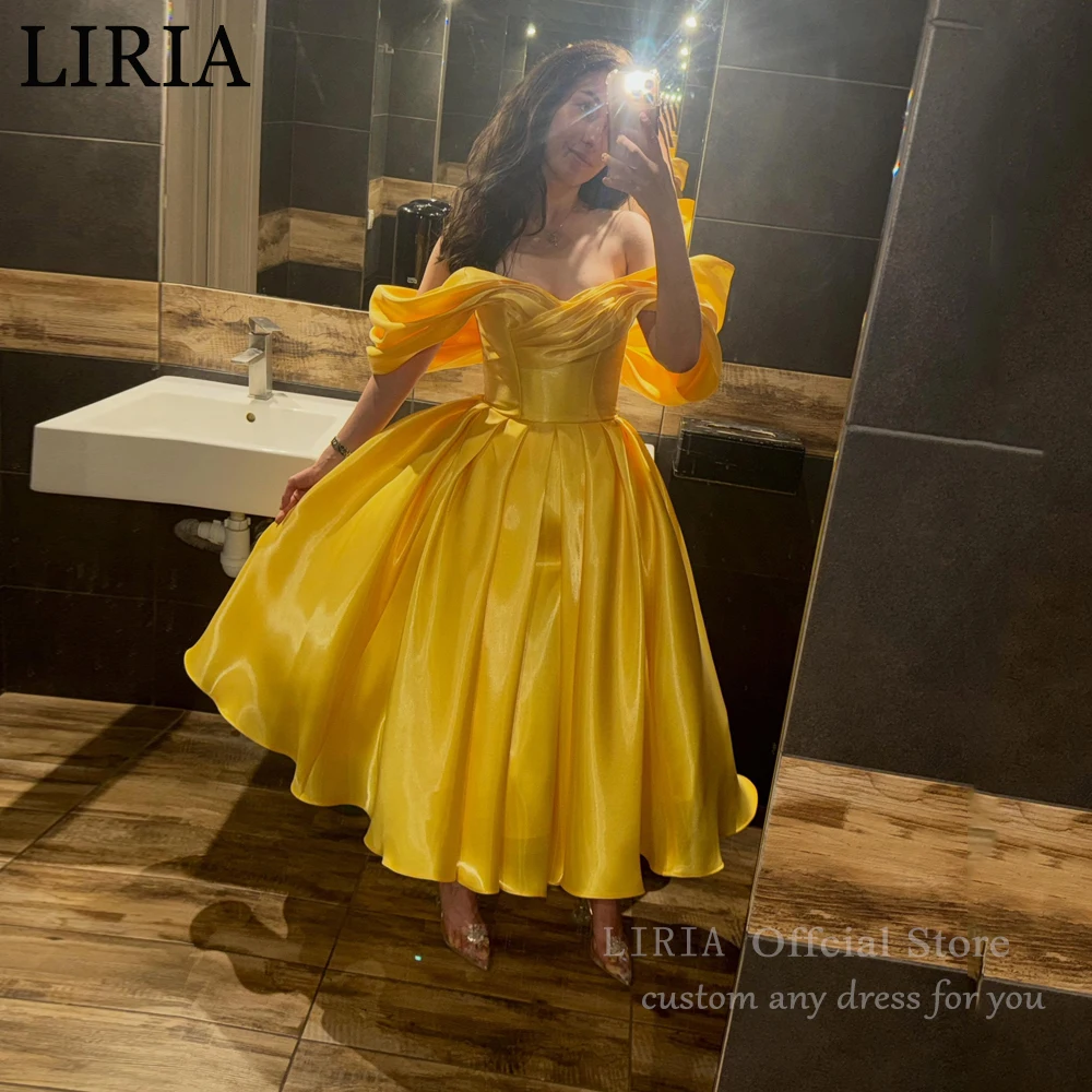Vestidos de fiesta LIRIA de color amarillo claro, corte en A, sin mangas, de satén brillante, hasta el tobillo, personalizados