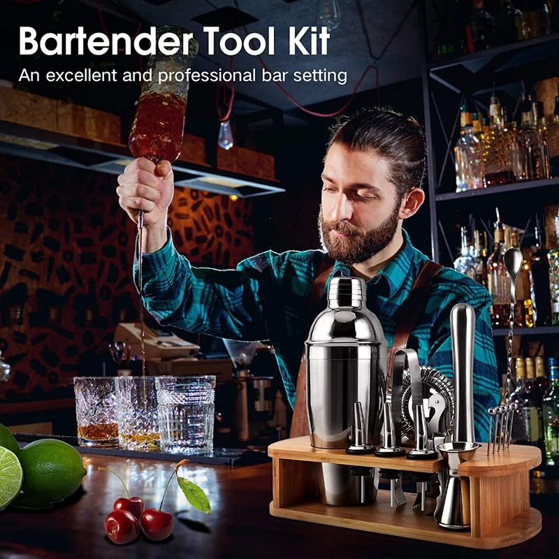 Bar Set Cocktail Shaker Set, Stainless Steel Bartender Kit, Professional Bar Tools For Drink Mixing, Home, Bar, Parties