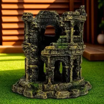 

Fish Tank Roman Colosseum Ornament Resin Simulation Craft Natural Hiding Place Decoration for Aquarium Shrimp Habitat Setup