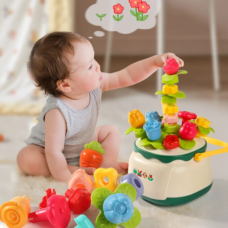 Good Quality Flower Garden Building Montessori Toy Four-in-one Flower Art Beaded Flower Basket Education Toys