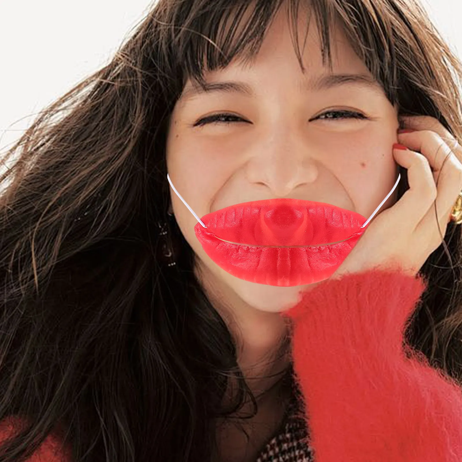 

2 шт. Декорации на Хэллоуин: забавные мультяшные красные губы-сосиски для вечеринок, фестивалей, Марди Гра