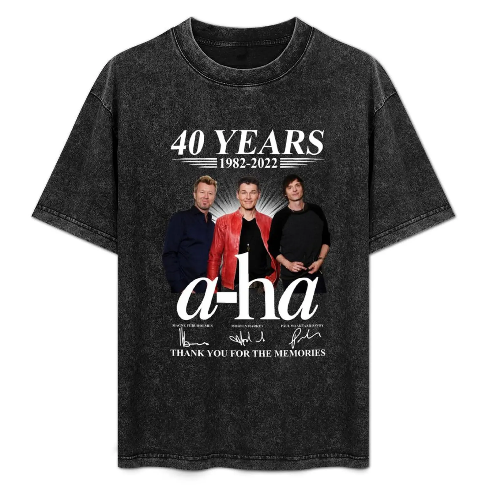 

A-Ha 40 Years 1982 2022 Signatures Thank You For The Memories Shirt T-Shirt Big and Tall Solid Color T-Shirt