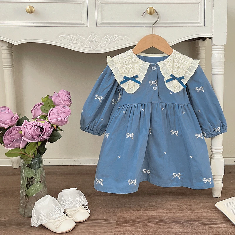 Autumn 0-6Yrs Girls Princess Dress Baby Girl Butterfly Collar Clothes Baby  Girl Clothes One Piece Clothes Embroidery Kids Dress - AliExpress 1501