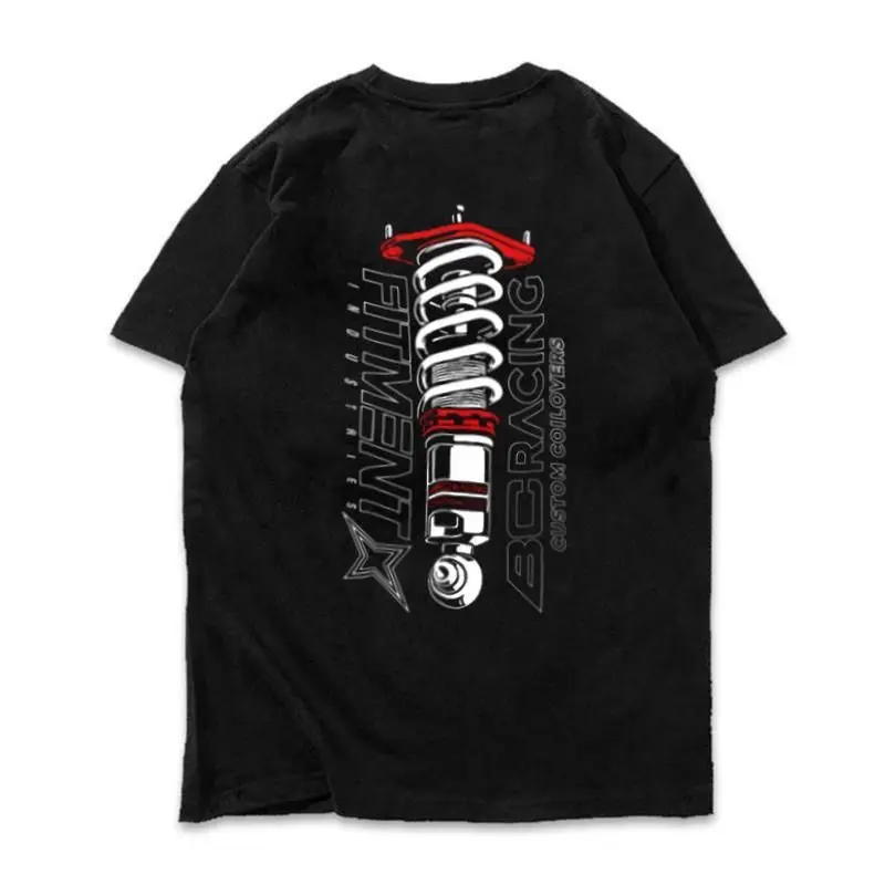 Camiseta de algodón puro para coche modificado American BC, dientes retorcidos que absorben los golpes, Hellaflush, tendencia versátil Original, manga corta para hombres