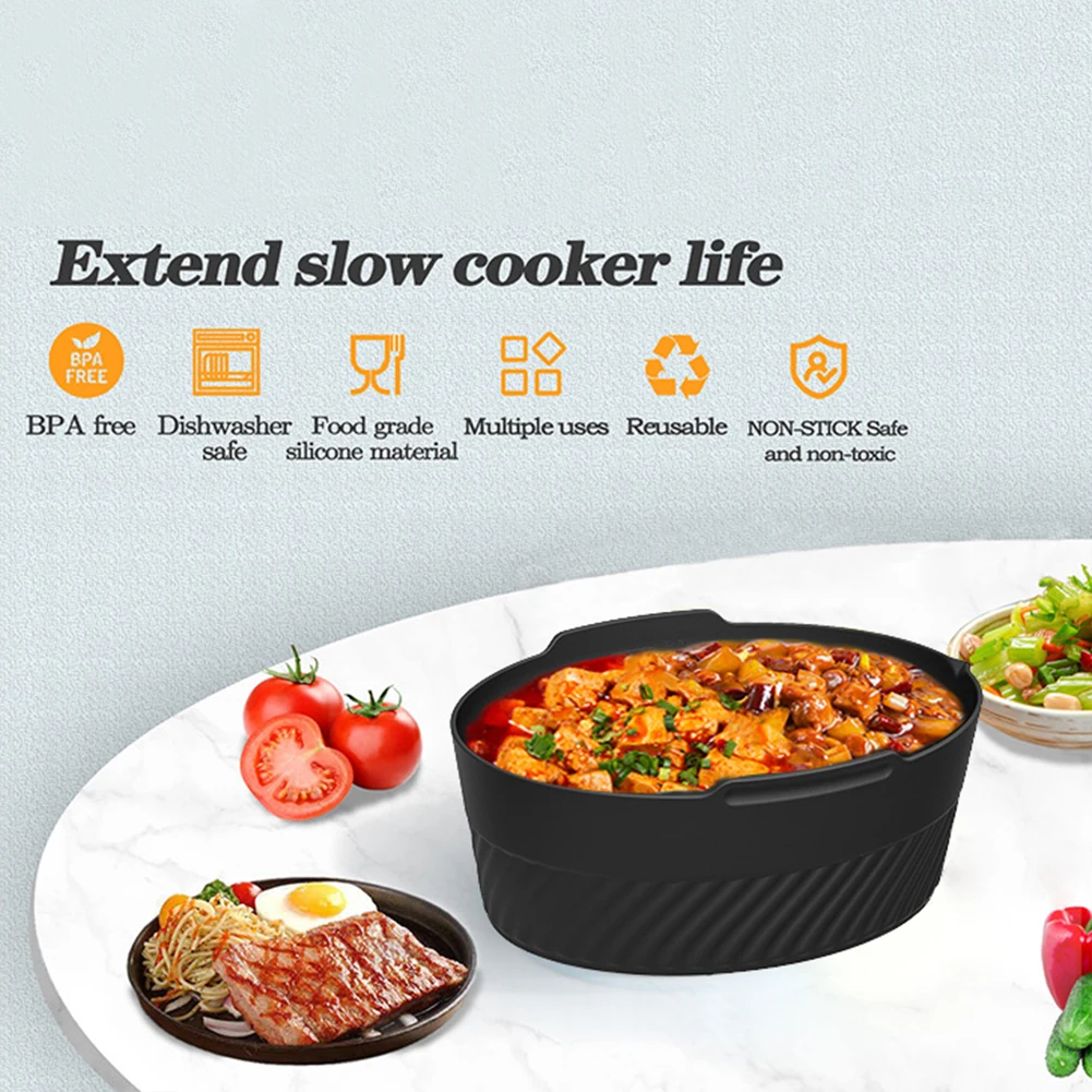 

Silicone Slow Cooker Liners Fit 6QT Slow Cooker Crock Pot Reusable Leakproof Dishwasher Safe Crock Pot Liner Black