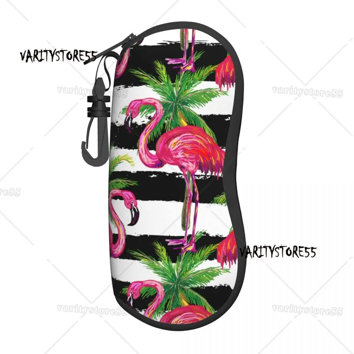 Eyewear Case Cover Sunglasses Soft Case Exotic Pink Flamingo Birds Palm Trees Glasses Box With Zipper Eyeglass Case Protector