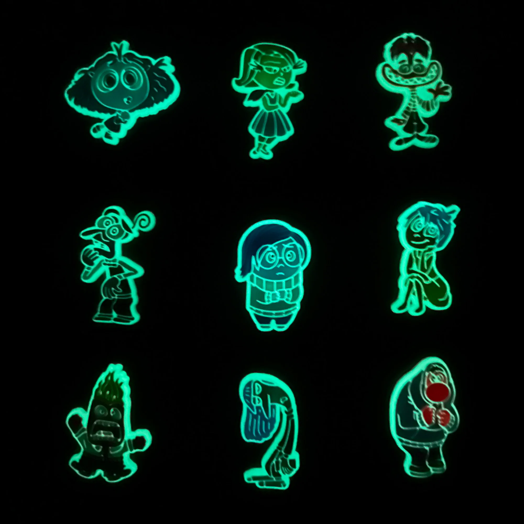 Hot 9pcs/set Luminous Inside Out Series Shoe Charms For Bubble Slides Sandals, Halloween And Christmas Santa Claus Charms, DIY A