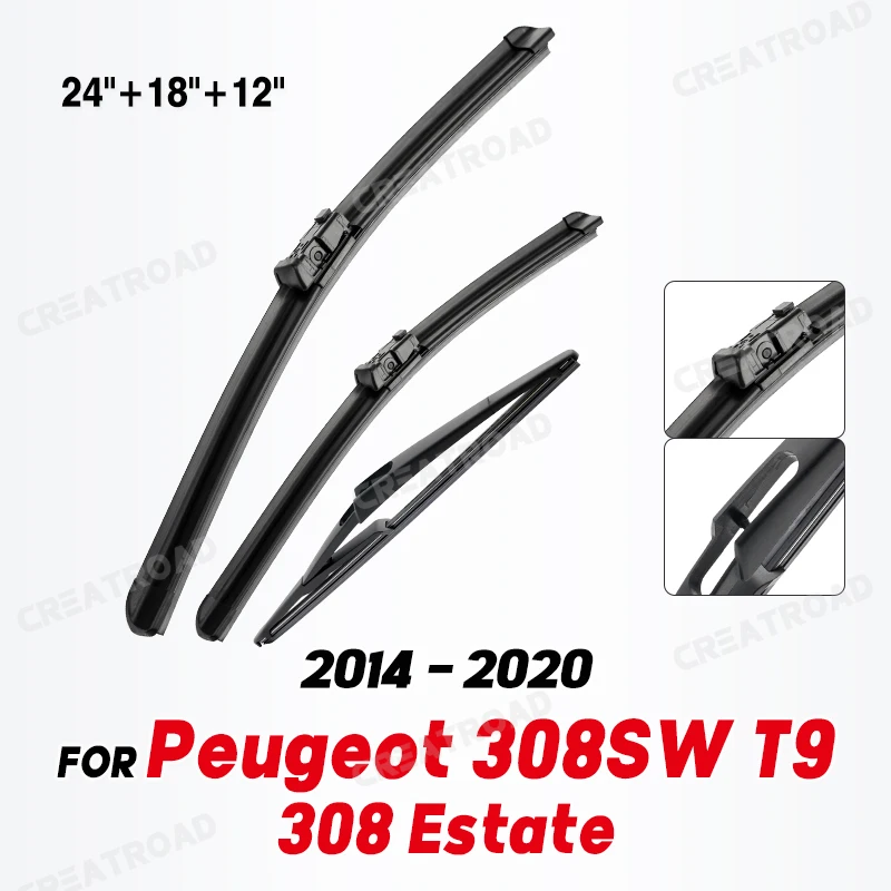 Wiper LHD Front & Rear Wiper Blades Set For Peugeot 308SW T9 308 Estate 2014 - 2020 Windshield Windscreen Window 24