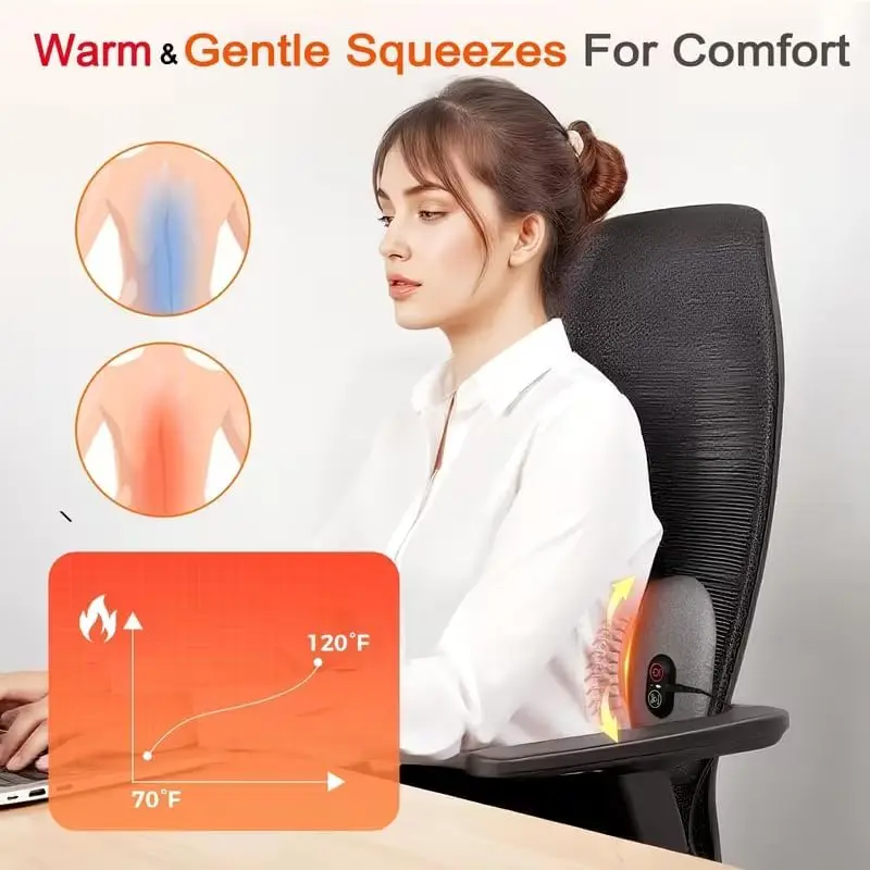 Smooth Triple Fusion Back Massager with Heat,for Sciatica Pain Relief Devices Lower Back Massager for Pain Relief