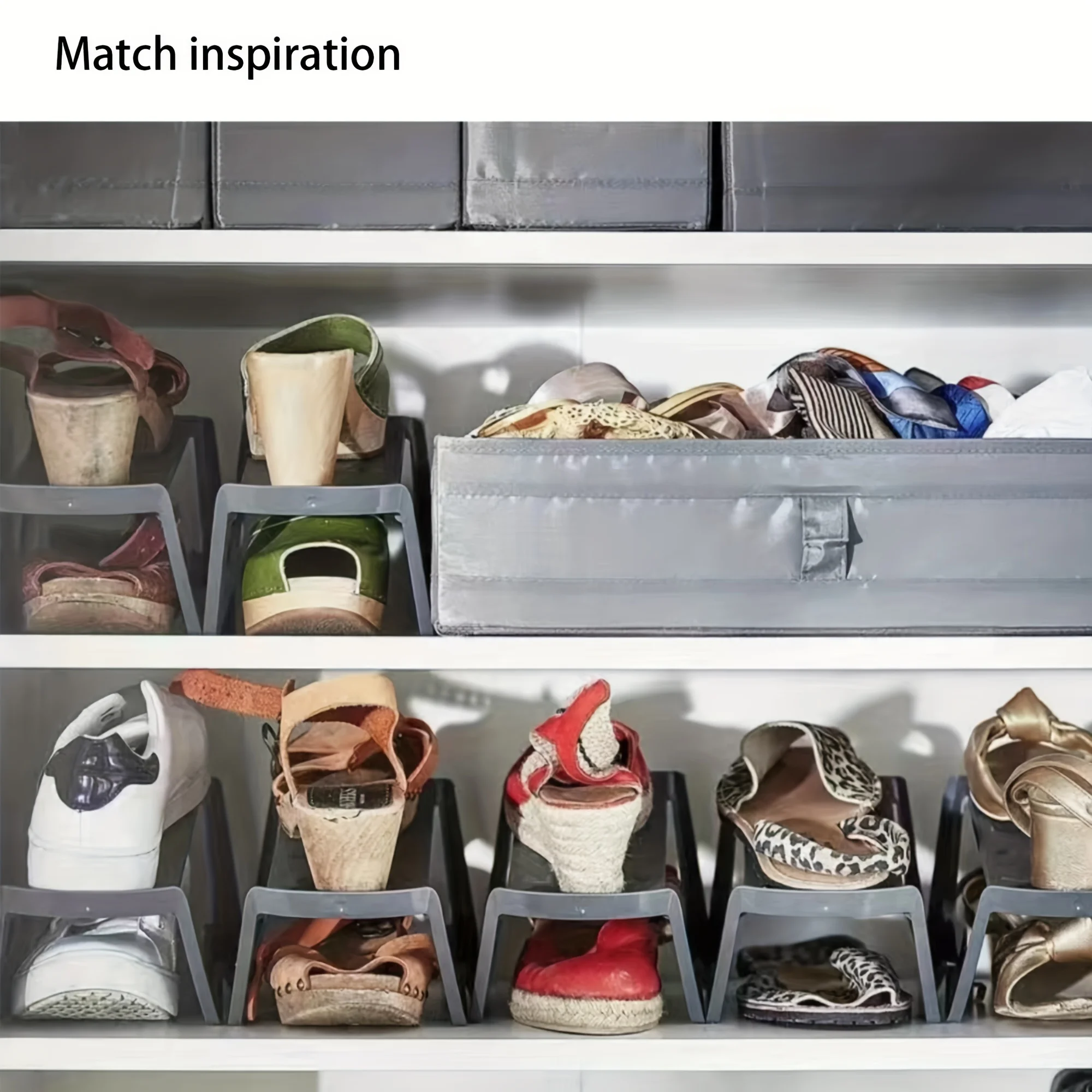 Double Stacked Shoe Racks Save Space in Cabinets Slot Organiser Double Stacked Shoe Racks Increase Space by 200%