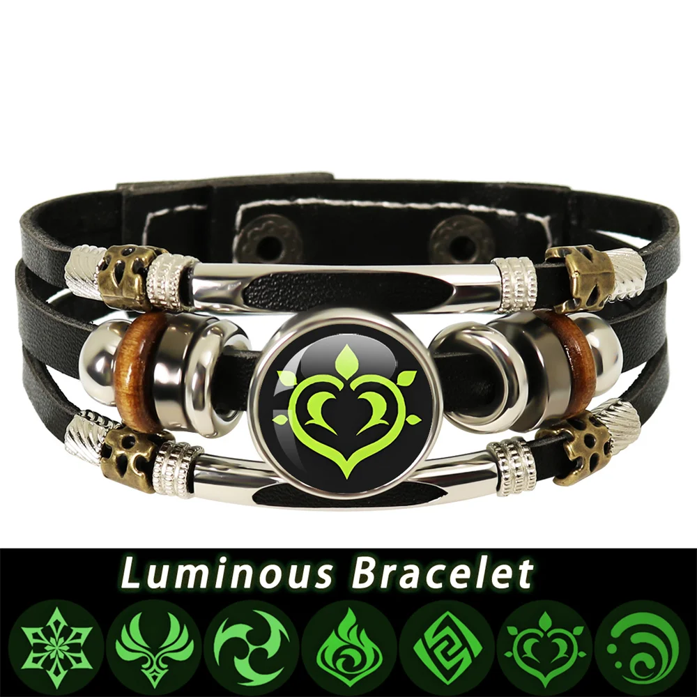 Luminous Genshin Impact Game Cosplay Prop Eye of God Water Wind Thunder Fire Rock Ice Element Purple Bracelet Jewelry Fans Gift