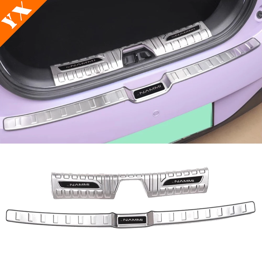 2025 2026 لملحقات دونغفنغ nammi 01 من الفولاذ المقاوم للصدأ باللون الأسود والفضي لوحة حماية صندوق السيارة الخلفي مضادة للضرب/غطاء عتبة الغبار #4
