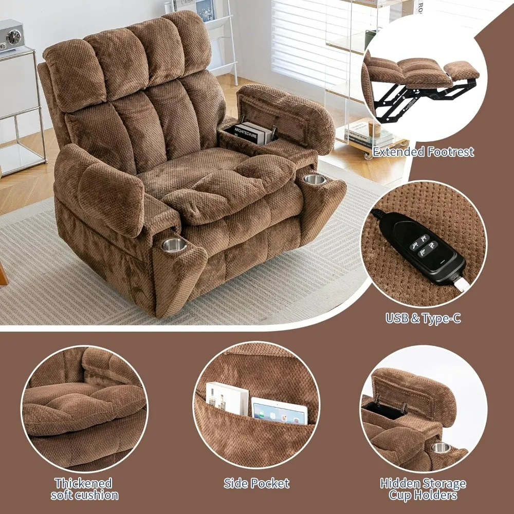 Kursi Recliner Power Lift Ukuran Besar dengan Sandaran Kepala yang Dapat Disesuaikan untuk Lansia, Kursi Recliner Dua Motor yang Dapat Direbahkan Sepenuhnya dengan Port USB