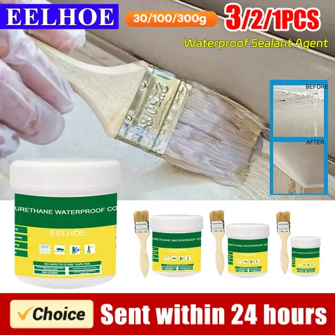 Agente sellador de revestimiento impermeable, pegamento de pasta Invisible transparente con cepillo, reparación adhesiva, techo de casa y baño, 30-300g, 1/2/3 Uds.