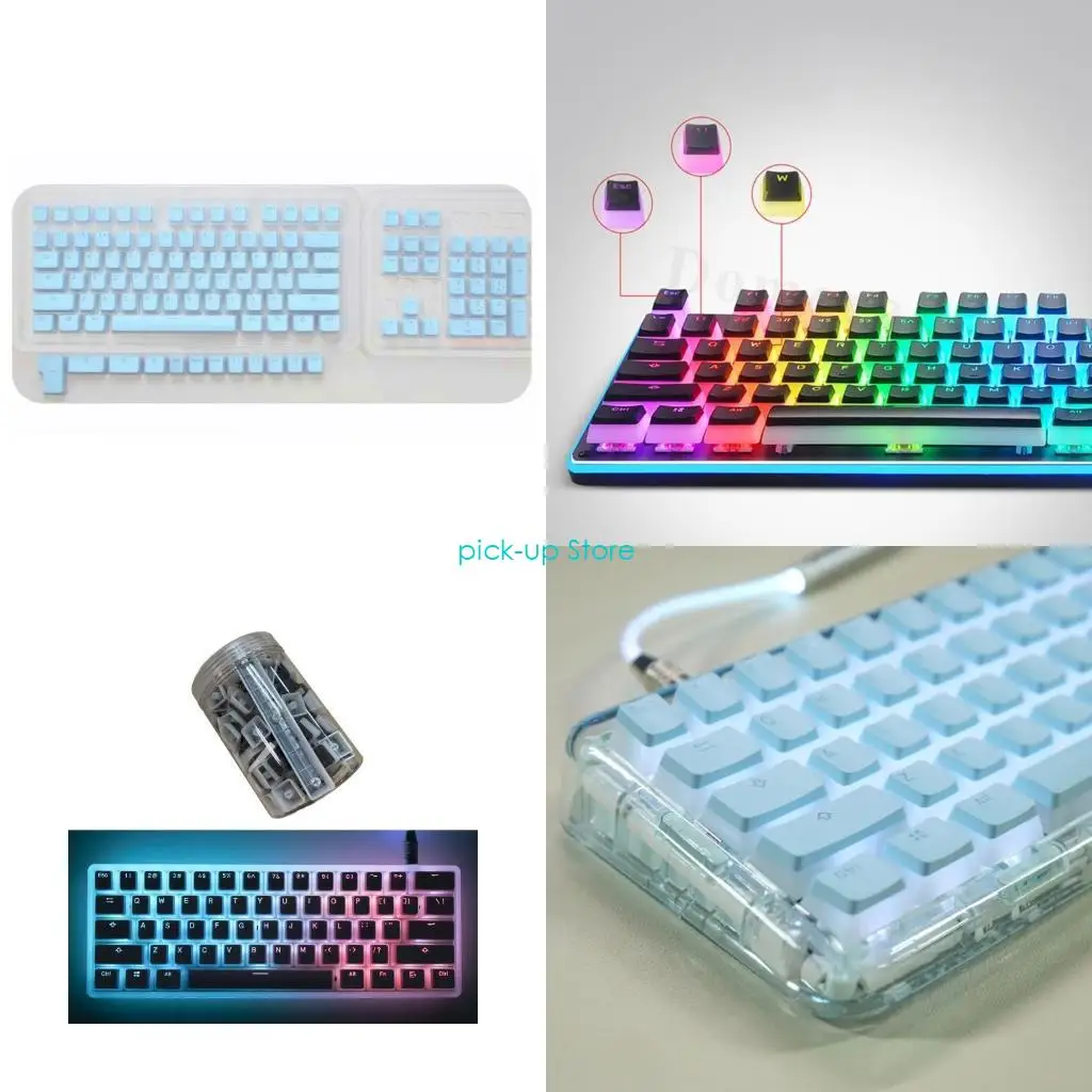 

Q5WA Double Shot Translucent Keycaps PBT OEM Height Keycaps For 117 Keys