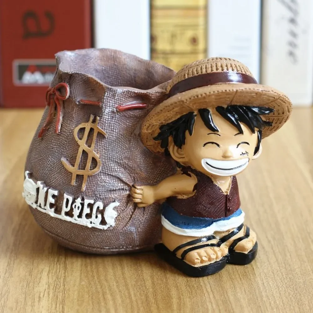 Soporte creativo para bolígrafo Luffy de una pieza, organizador de escritorio, caja ciega de Anime, juguete, decoración de escritorio de oficina, regalo práctico para estudiantes
