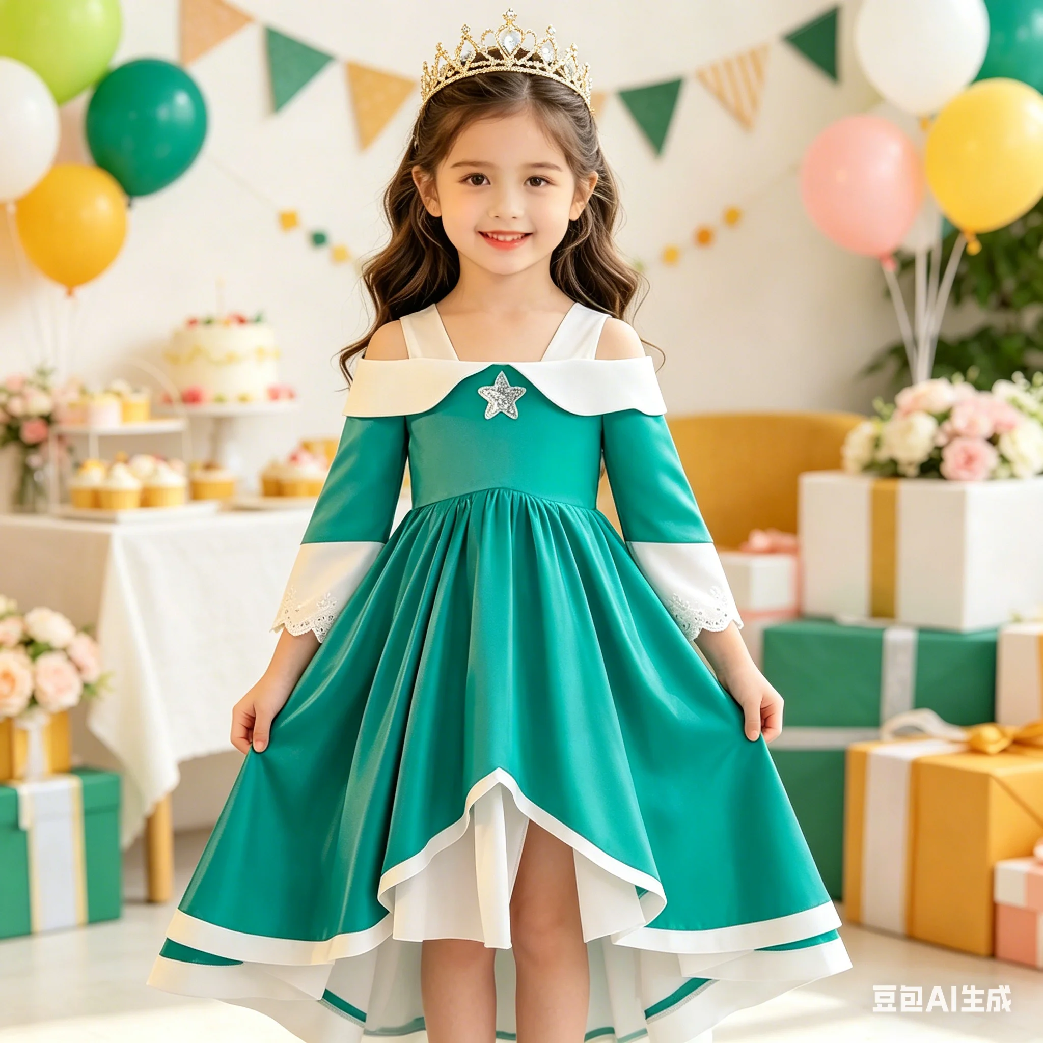 Game Movie Same Style Girls Outfits Elegant Party Halloween Princess Dress Up Pageant Children Costume Carnival Kids Cloth TAN06