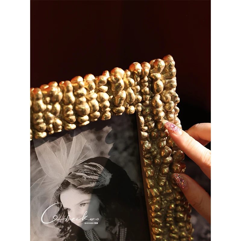 Golden Doerbaroque light luxury rose gilt photo frame, framed photo table ornament