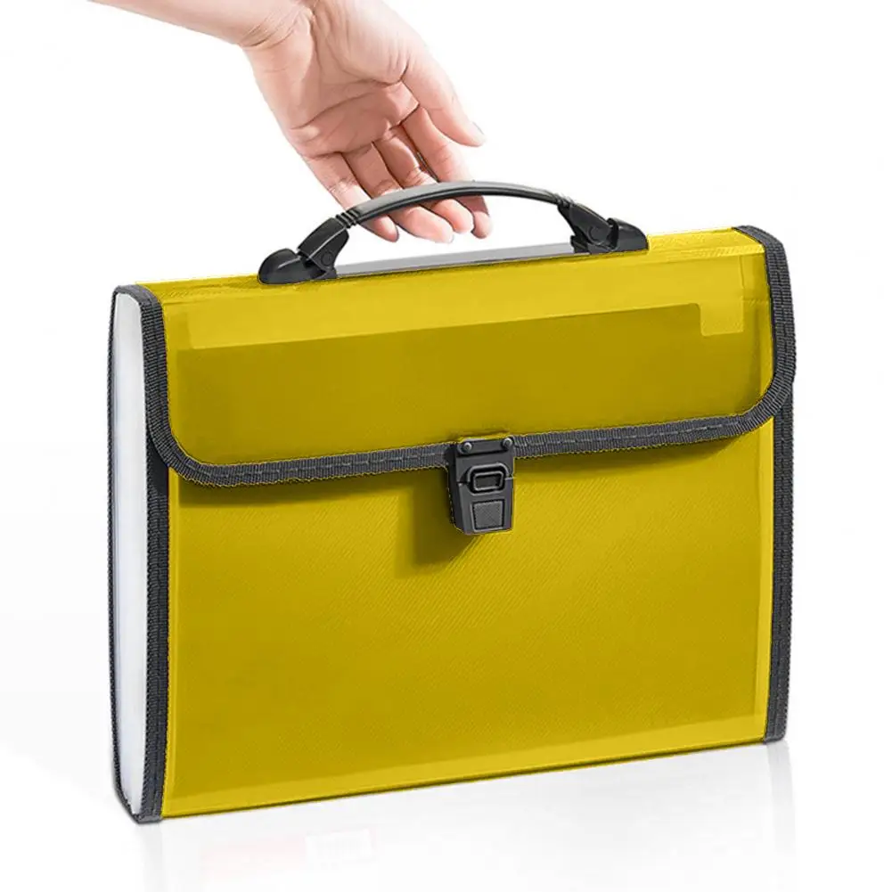 Letter Storage Folder Portable A4 File Organizer with 13 Pockets Buckle Closure Handle for School Supplies Exam Papers File