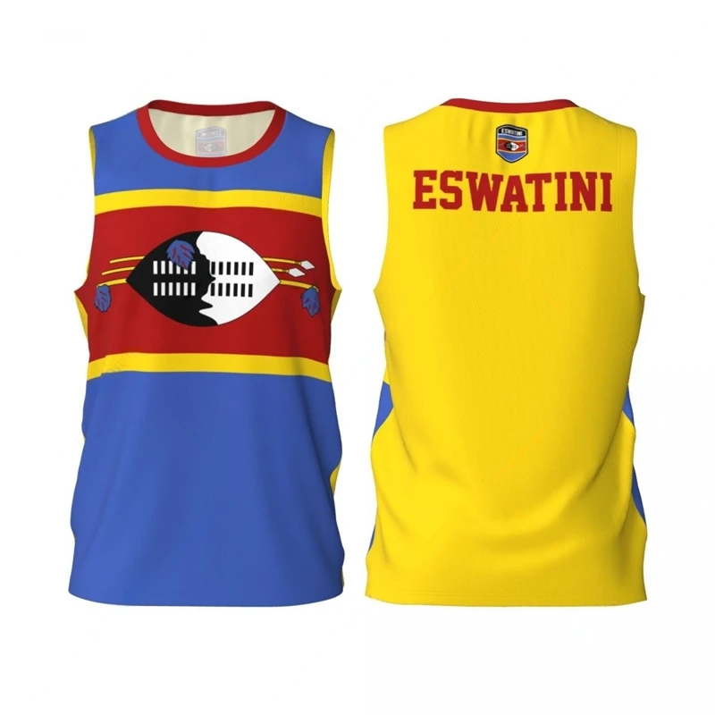 

Eswatini Flag Basketball Jersey Fashion Casual 3D National Emblem Printed Sports T Shirt Loose Quick Dry Breathable Tees Tops