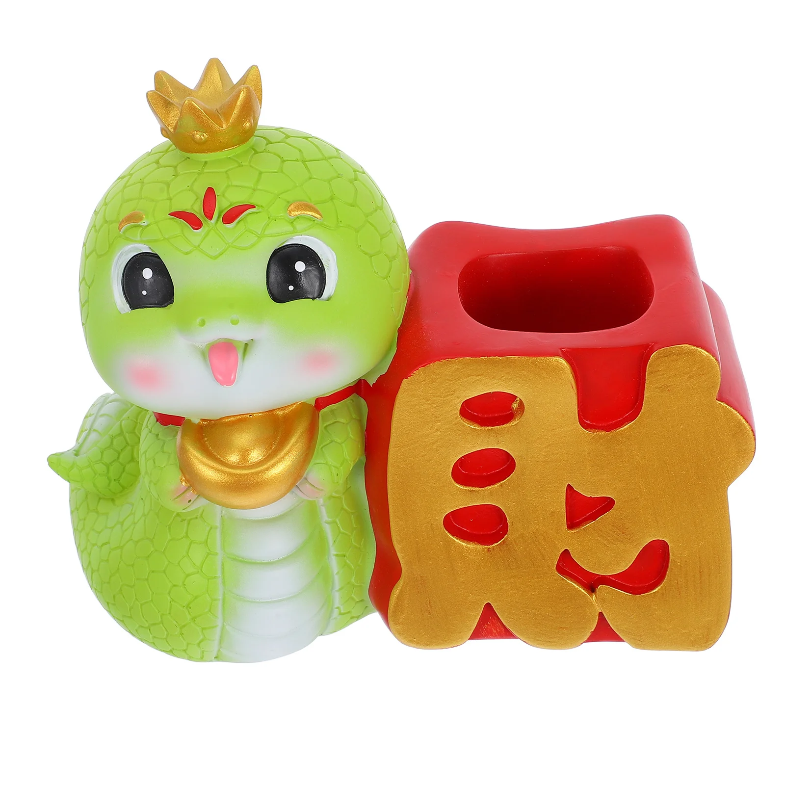 

Crown Snake Pen Holder Resin Cartoon Desktop Organizer For Office School Storage Makeup Brush Pencil Cup Stationery Stand