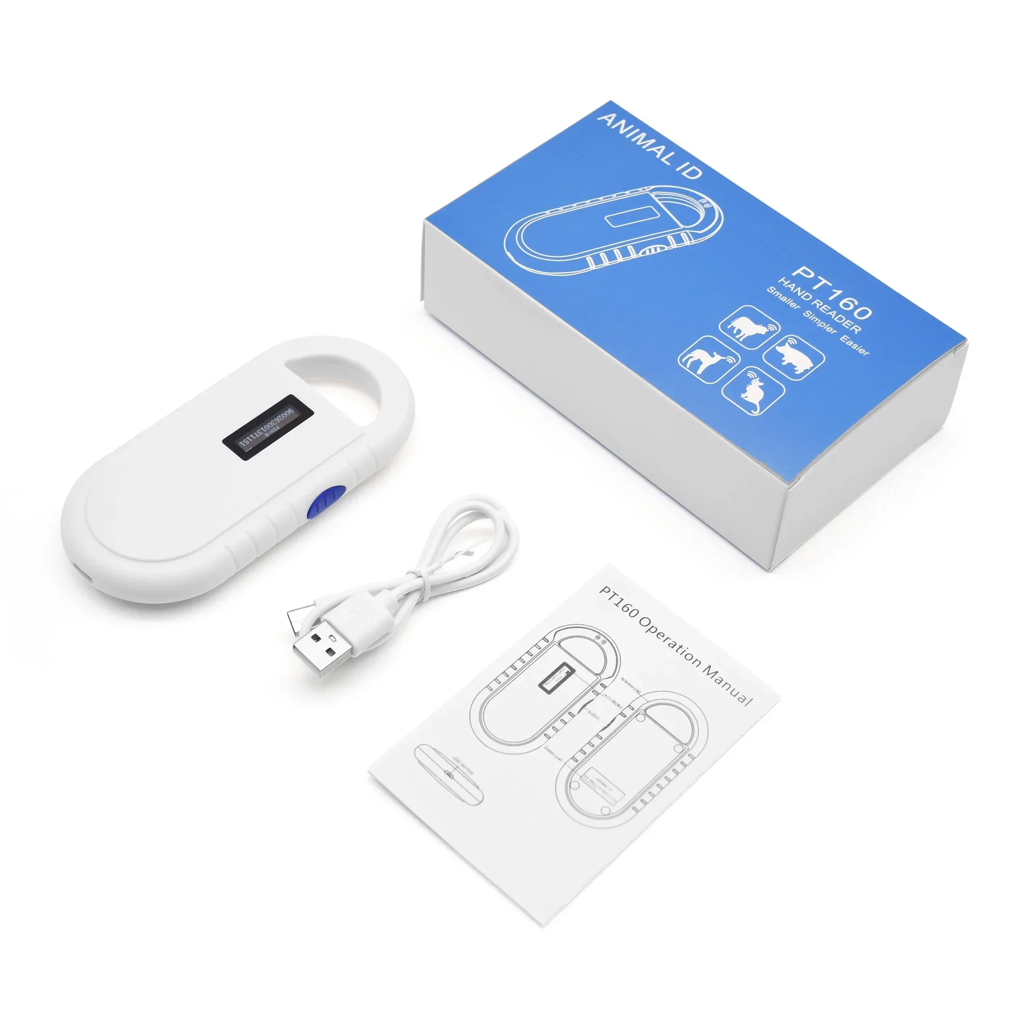 5YOA PT160 Pet Scanner Tier ID Reader OLED Display ISO11784/5 Chip Transponder USB RFID Handheld Microchip Scanner