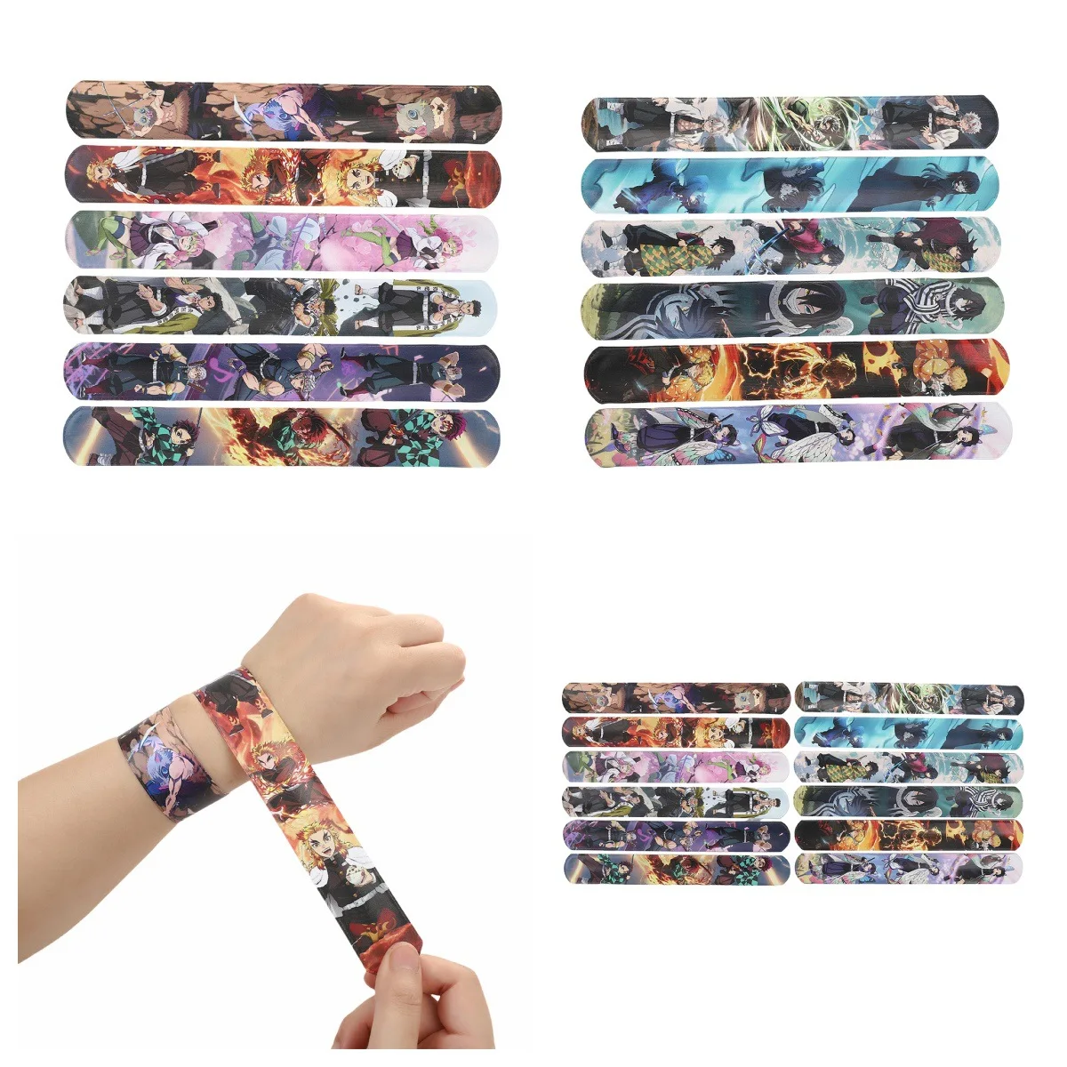 

Demon Slayer Slap Bracelet PVC Tanjiro Nezuko Slap Band Passionate Bracelet Snap Bracelet Japanese Anime Merchandise Child Toy