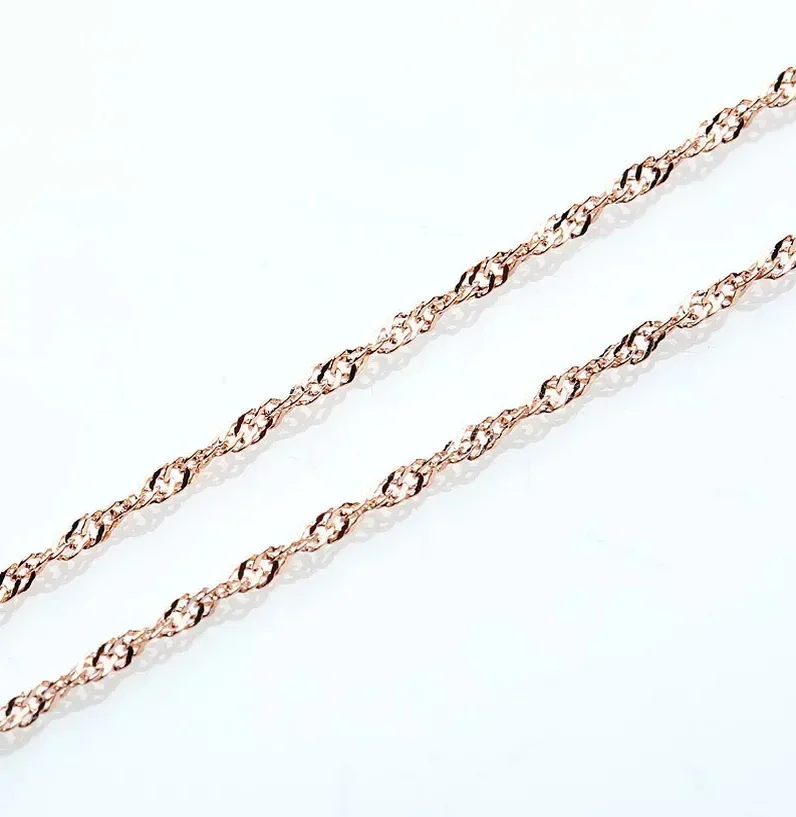 14K Rose Gold Color Water-wave Chain 45Cm Necklace for Women Men Bohemia Geometric Chains Necklaces Bijoux Femme Collares Mujer