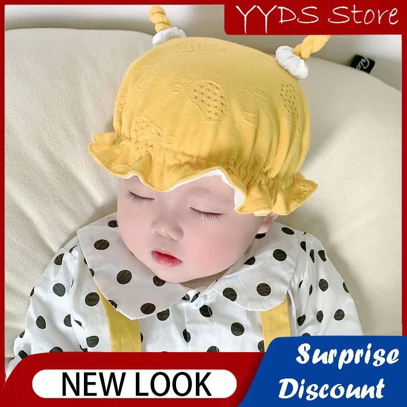 Infant Hat Newborn Girl Twist Angle Adjustable Tire Cap Pure Cotton Sweet Princess Hat Photography Props Baby Accessories