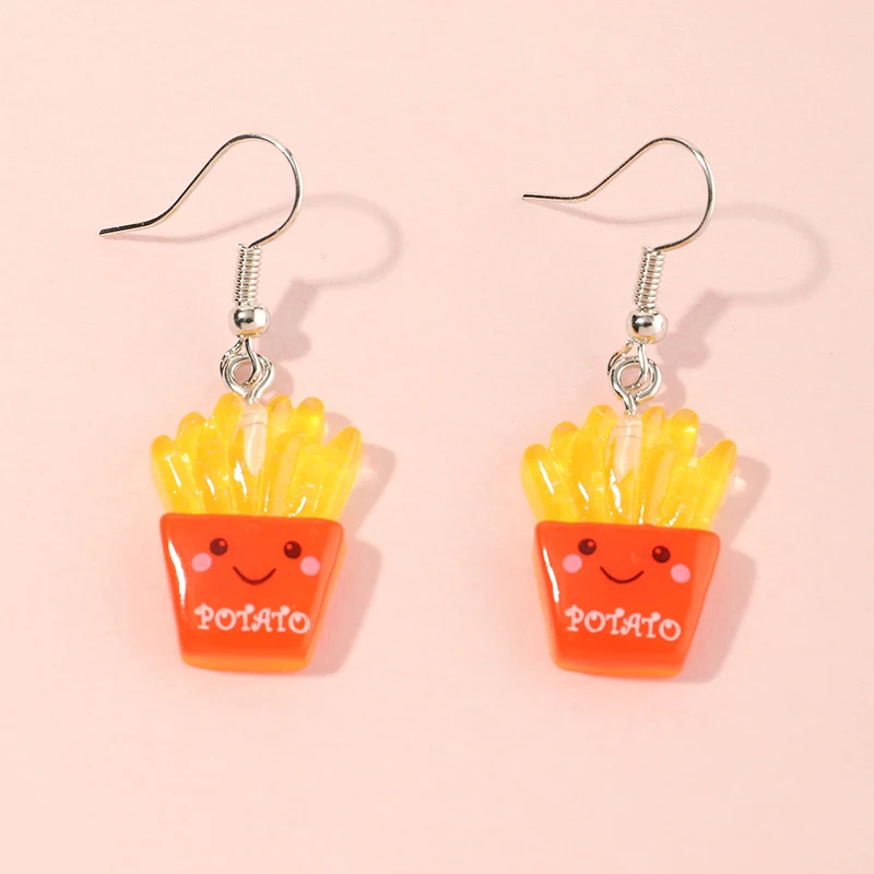 1pair French Fries Earrings – Cute Food Dangle for Humor & Daily Accessory.