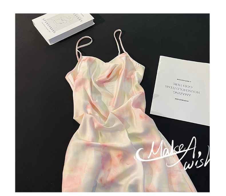 DAIMELU Princess style pajamas girls summer Sleepwear new ice and snow silk sweet sexy suspender pajamas high-end pink nightgown