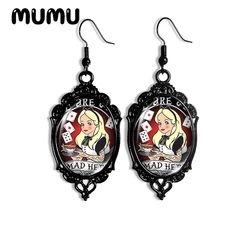 2024 New Alice in Wonderland Dangle Earring Black Lace Oval Earrings Handmade Glass Dome Jewelry Gifts