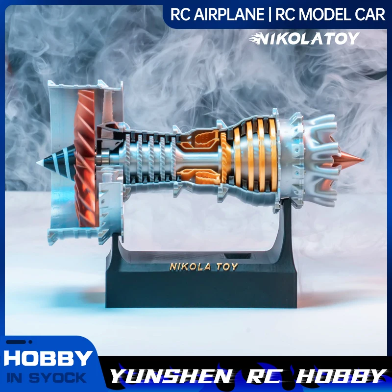 

Nikolatoy 21cm Mini Creative Turbofan Engine Model Rolls Royce Aircraft Engine Model Ornament Toy Can Be Started